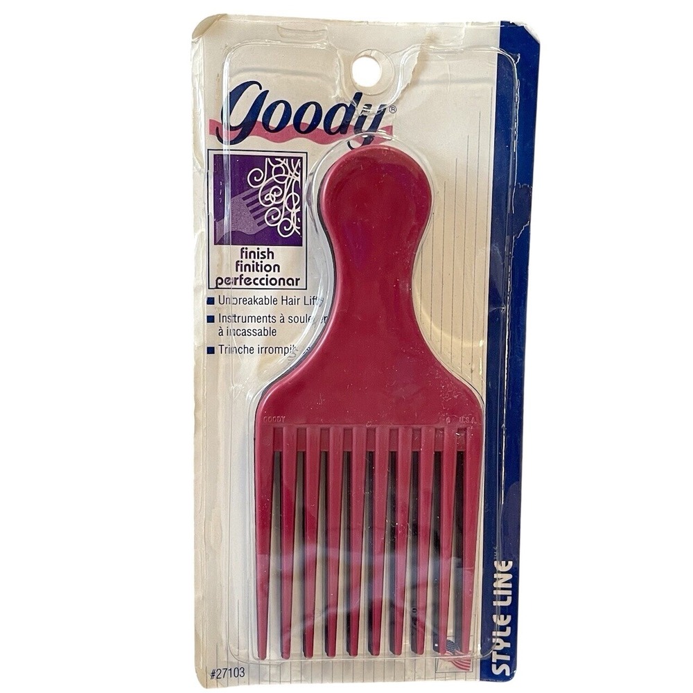 3 Goody vintage unbreakable hair lift pick combs #27103 1996 Black Blue Pink Nos
